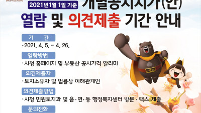 개별공시지가 열람 및 의견제출 접수
