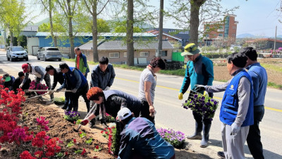 계룡면, 봄꽃 향기 가득…유휴지에 봄꽃 식재