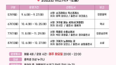 충청남도공주교육지원청유구도서관, 2022년 하반기 평생교육 프로그램 수강생 모집